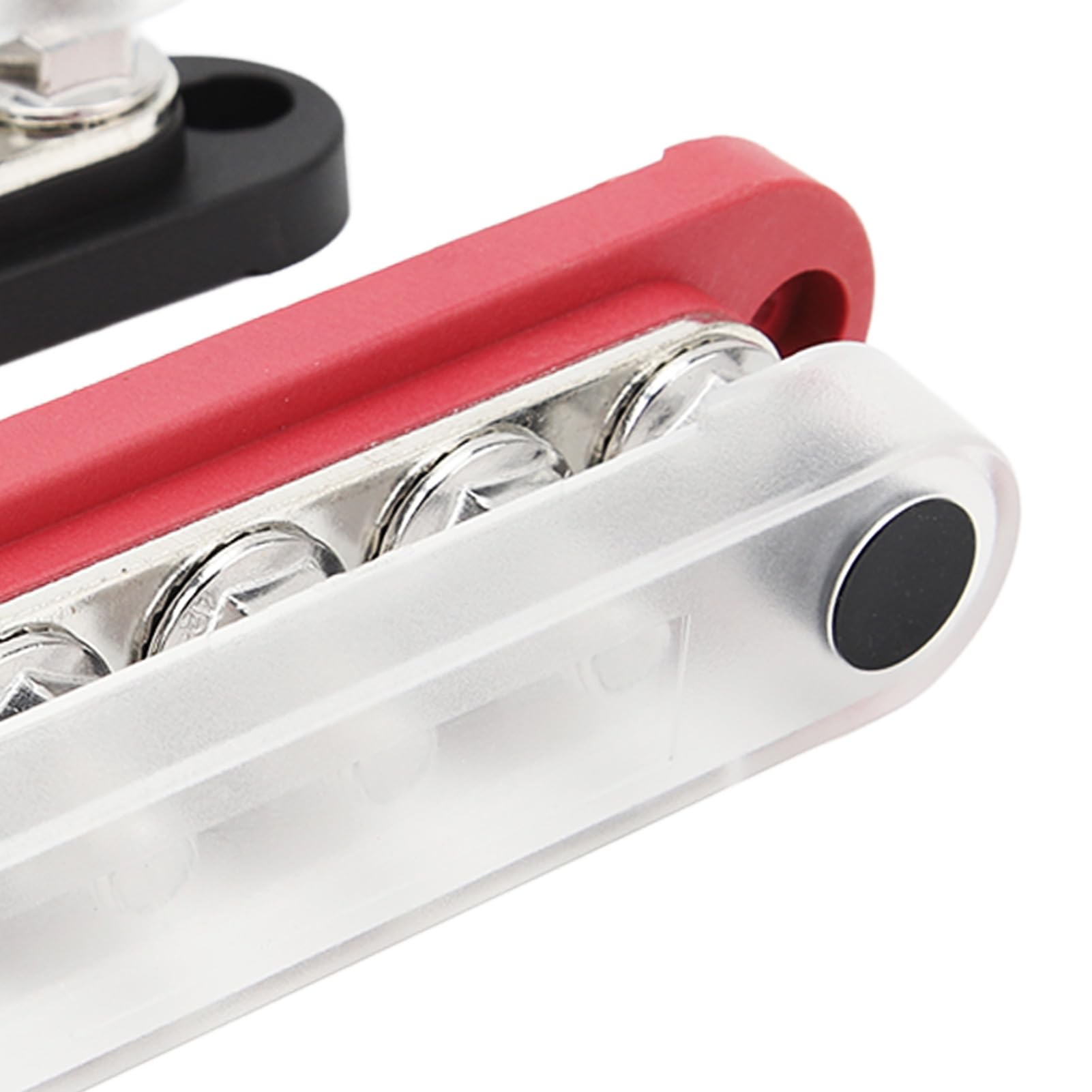 2 Pièces Barre Omnibus De Batterie, Bloc De Distribution De Bornes D'alimentation à 6 Canaux, Bloc de Distribution d'alimentation M8 150A DC 12-48V，Battery BusBar with Cover for Auto, Boat