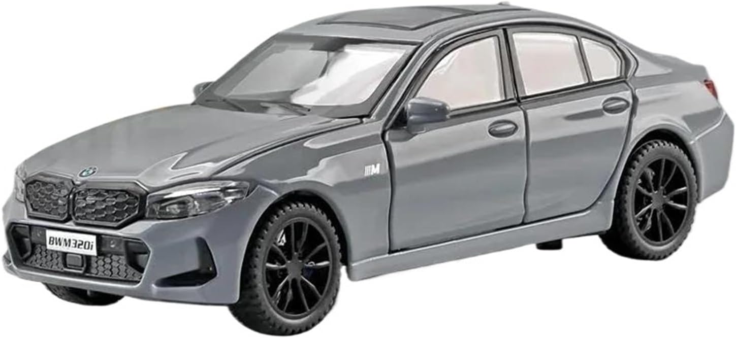 Diecast Car 1:32 Fit for BMW 320i 3 2023 Simulation Static Alloy Metal Diecast Home Model Car Creative Decoration Model Car Series(Chrome)