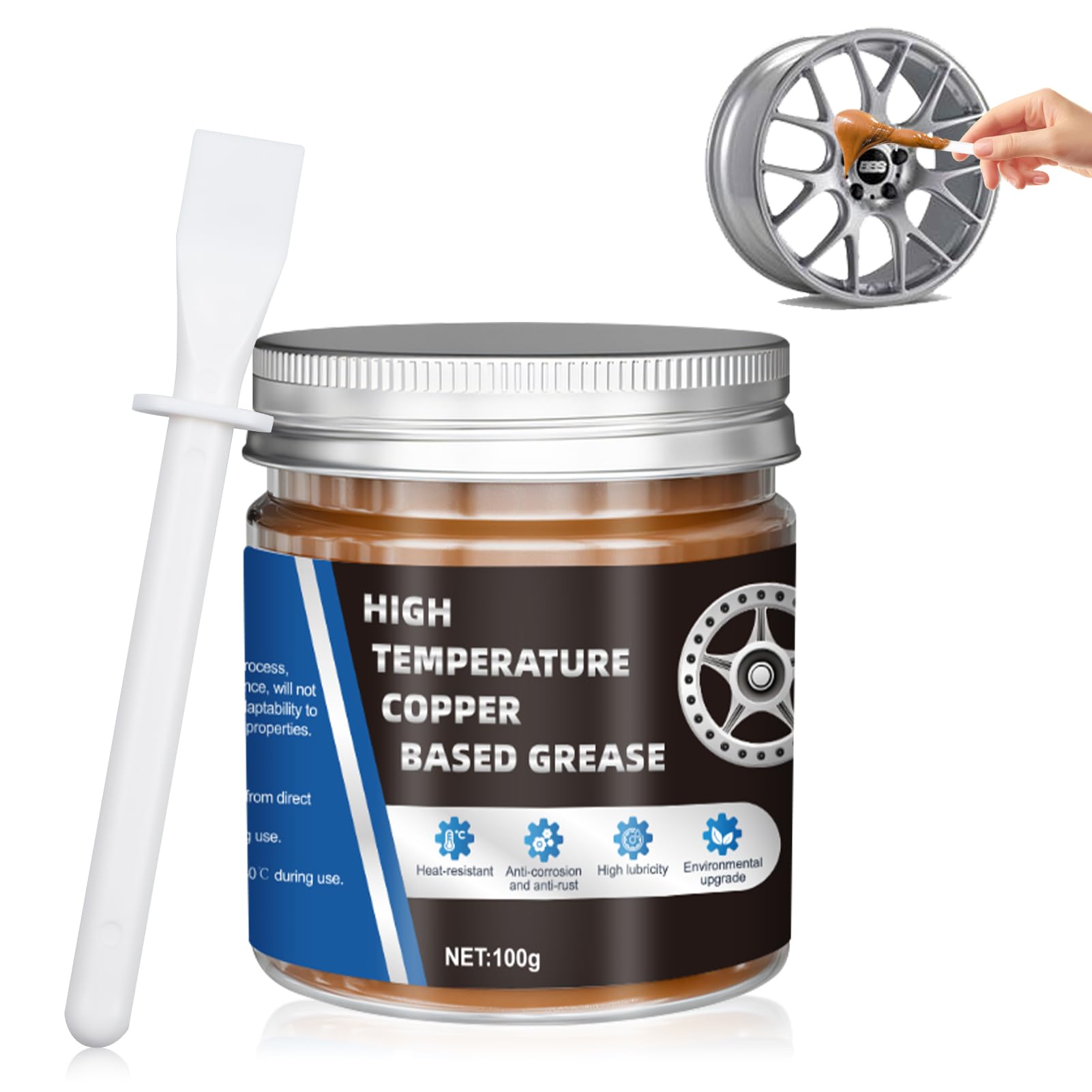 ALLONY Copper Slip Grease, 100g Brake Grease, Silicone Car Grease, Copper Grease, Bearing Grease, Suitable for Bolts, Brake Pads, Valves, Gears, Ships, Ceramic