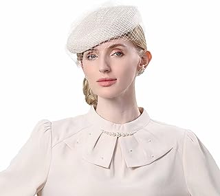 English Womens Church Hat Kentucky Fascinator with Veil Pill Box Hats Derby Womens Hats for Tea Party Wedding Hat