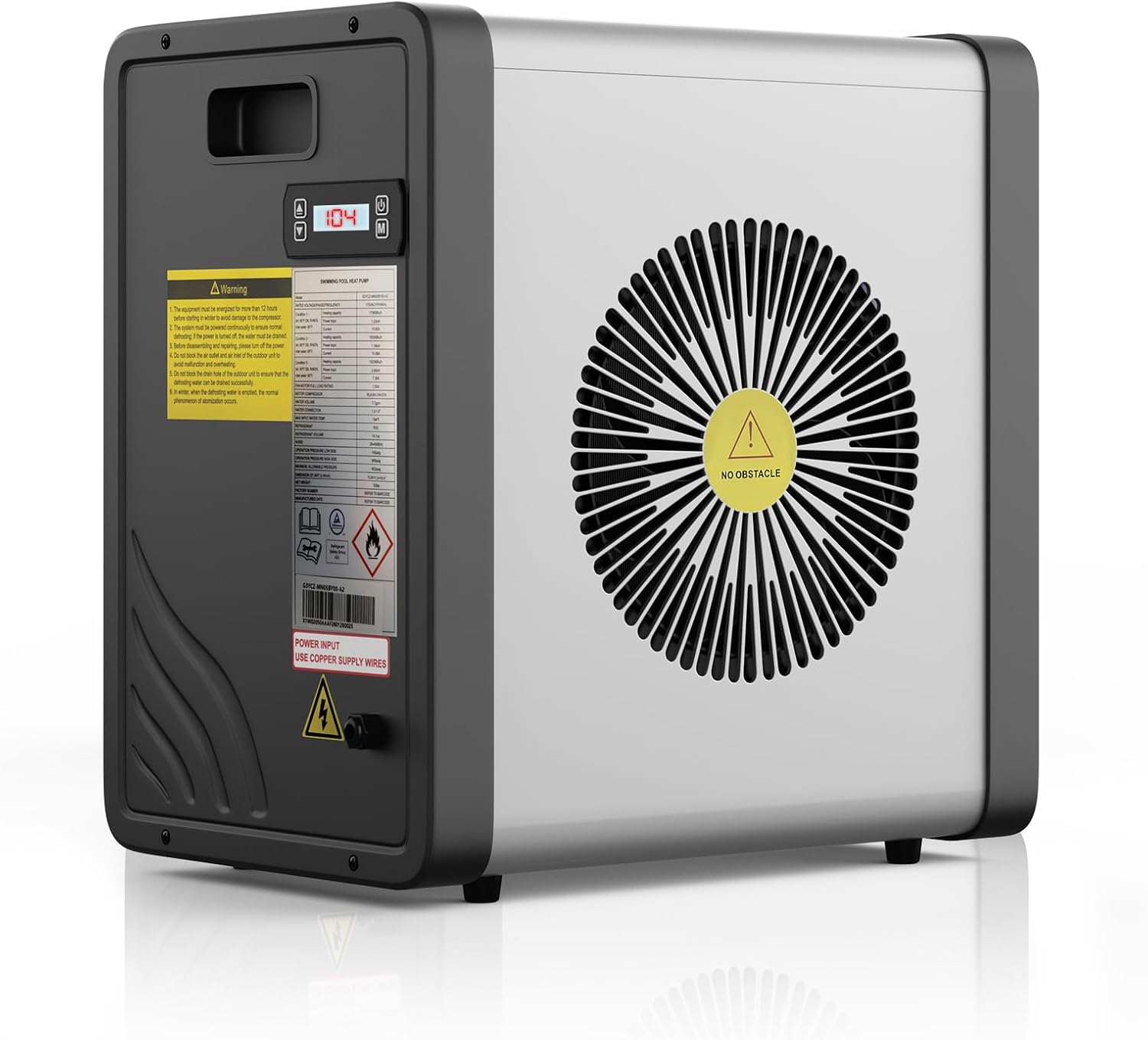 DoCred 17,000 BTU Swimming Pool Heat Pump, Electric Pool Heater for Above Ground Pool up to 5,000 Gallons, Ultra Quiet 29-45 dB, 5.5 COP, 115V, Heating and Cooling Pool Heater