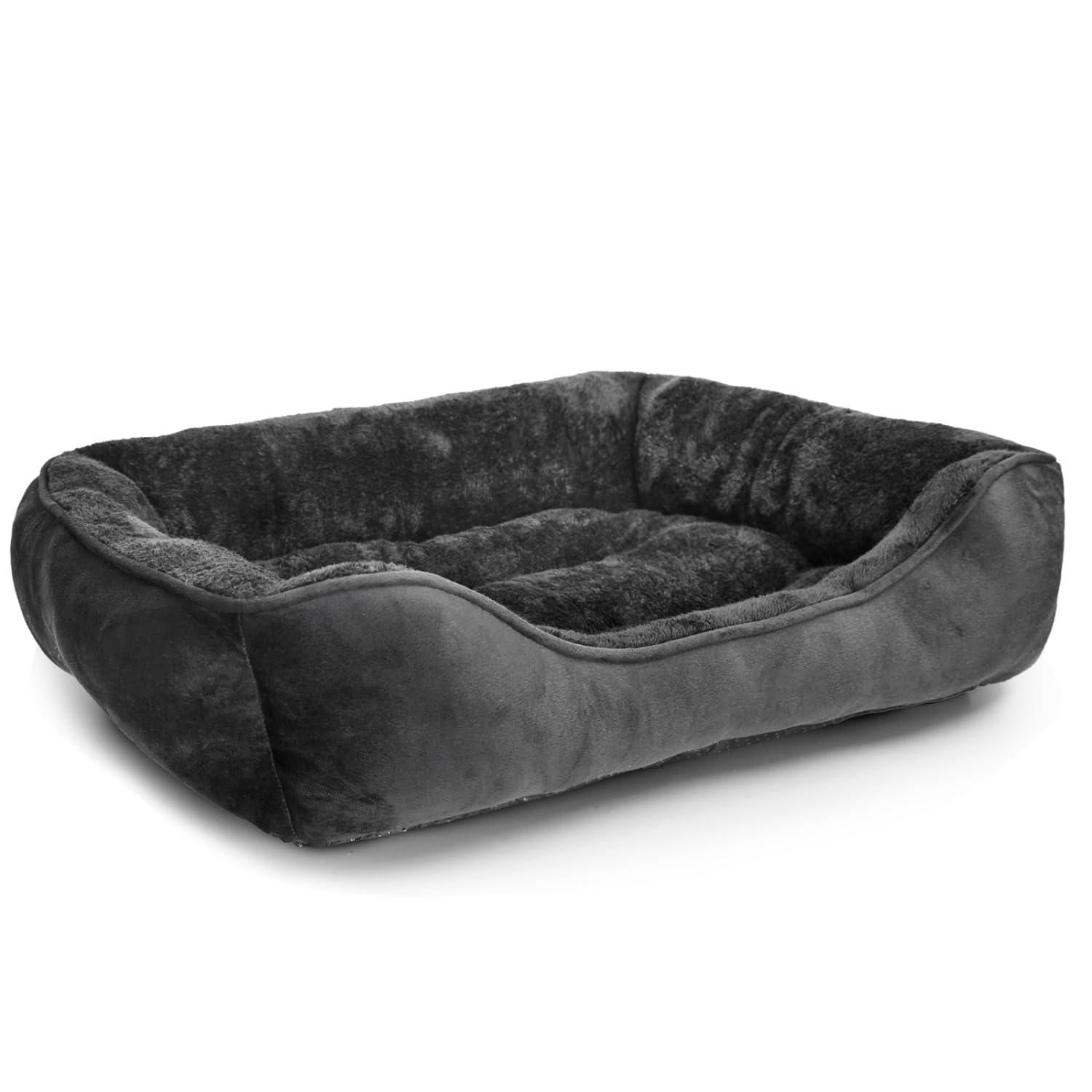 Nobleza Extra Large Dog Bed, Super Soft XL Washable, Warm Comfy Plush Sofa With Anti-Slip Bottom, Rectangle Black Pet Bed for Large Dogs, 87x77x20cm