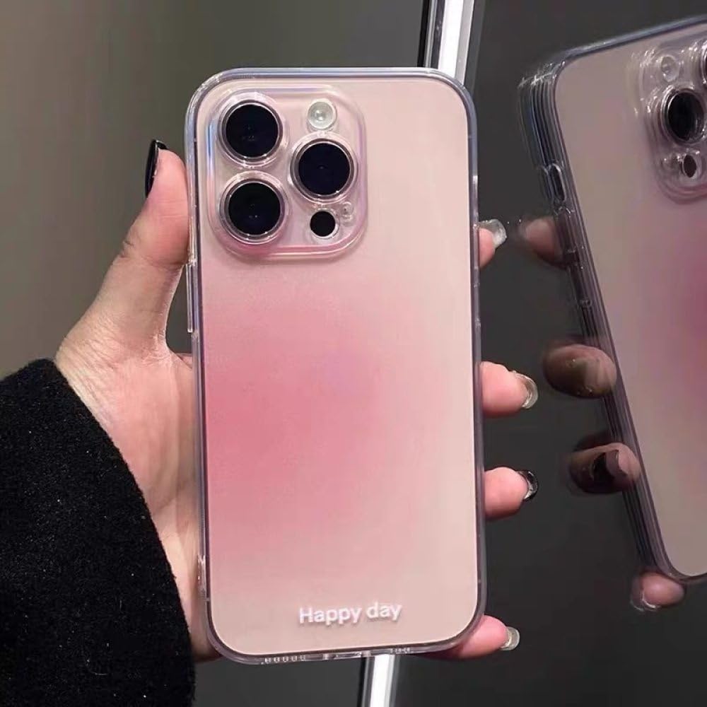 Coque transparente dégradée rose en TPU souple antichoc pour iPhone