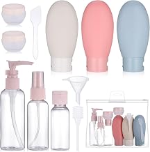 Sinbyuer Travel Bottles for Toiletries Set 11-Piece Leak Proof Refillable Travel Containers Empty Squeeze Bottles for Shampoo,Conditioner,Hand Wash Cosmetics & Travel Essentials for Men & Women