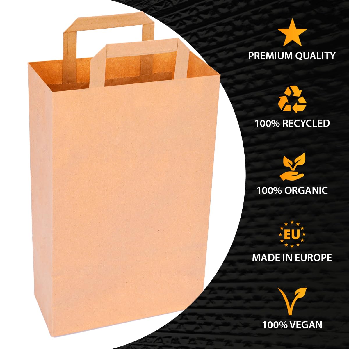 verpacking Borse di carta con manici piatti 22 x 18 x 8 cm marrone - sacchetti di carta (250 pezzi)