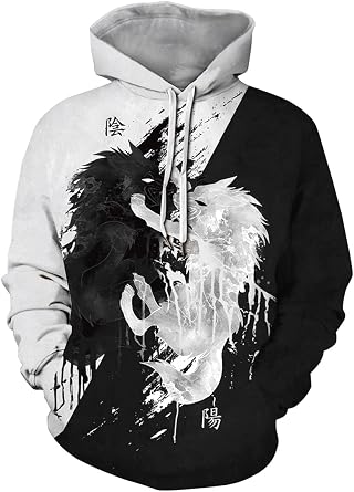 Chaos World Men's Novelty Hoodie Long Sleeves 3D Funny Graphic Print Sweatshirt Pullover