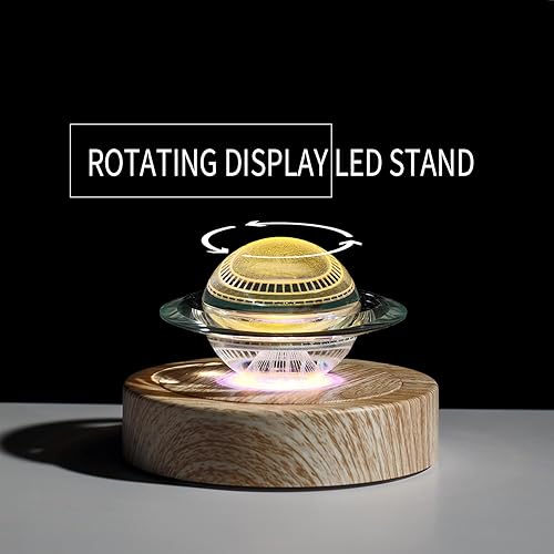 Miniatura 6 de Base LED giratoria pantalla de rotación positiva y negativa con 7 luces de grano de madera para arte de cristal de cristal, bonita decoración de