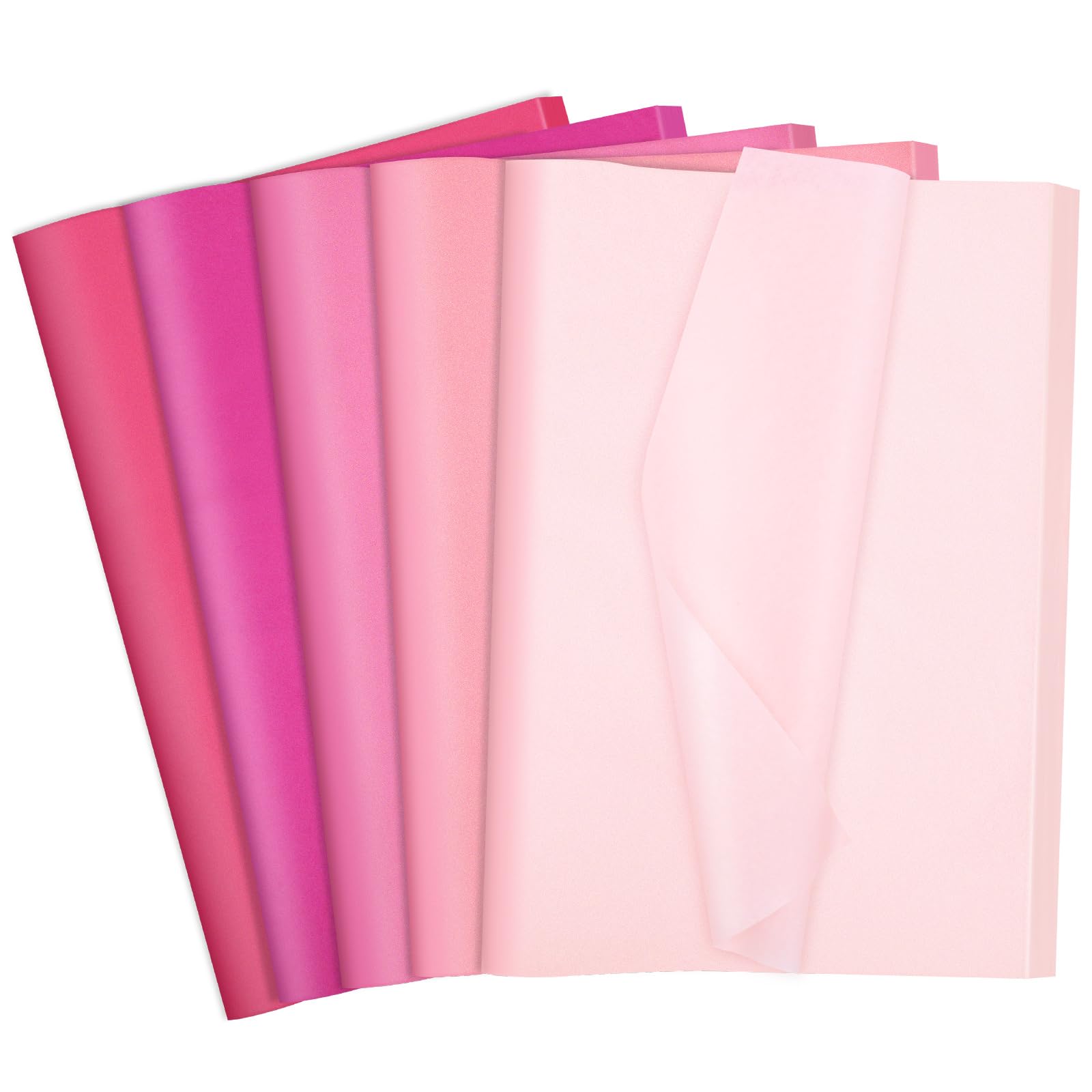 woric 60 Sheets Pink Tissue Paper Bulk, 50 * 35cm Pink Wrapping Paper Multicolor Tissue Paper 5 Colors for Birthday Baby Shower Wedding Packaging DIY Crafts Decoration — image 1