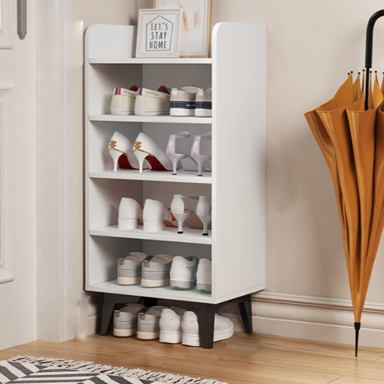 IvyLoutish Narrow Shoe Storage Cabinet Timeless Entryway Organizer for Foyer Corridor Durable Wooden Shoe Rack with Compact Design,Ideal for Home