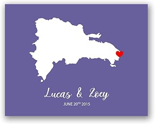 [SF Customizables] Custom Dominican Republic Love Map Destination Wedding Honeymoon at The Beach Punta Cana [Poster Print ONLY]