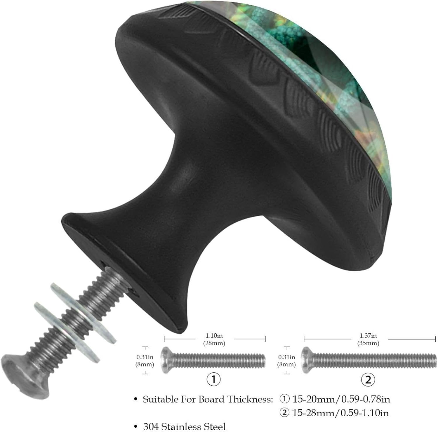 Green Fire Dragon (3) Dresser Knobs & Cabinet Knobs, Decorative Pattern Drawer Pulls with Screws, Crystal Glass Hardware for Home Farmhouse Decor