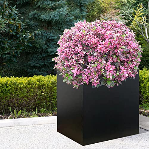 Galvanized Steel Planter Box Black Metal Planter 24Inch Large Square Indoor Outdoor Planters Cube Steel Heavy Duty Planter Powder Coating Modern Commercial Residential for Plants, Patio, Yard, Garden by GZGNEEVL - Image 8