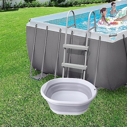 ESEHGS Portable Pool Foot Bath,Collapsible Pool Foot Wash Basin Tub,Foot Bath Basin for Above Ground Swimming Pools Accessories(Gray Baths) by ESEHGS - Used condition - Image 2