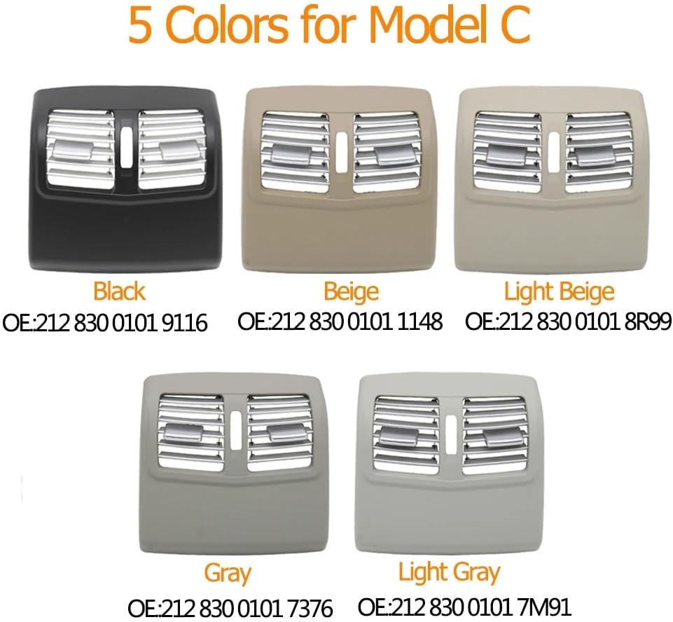 Rear Air Conditioner Back Vent Grille Cover Panel Trim Fit For Benz E Class W212 E200 E260 E280 E300 E350 E400 2009-2015 Car air vent replacement(Model C-Light Beige)