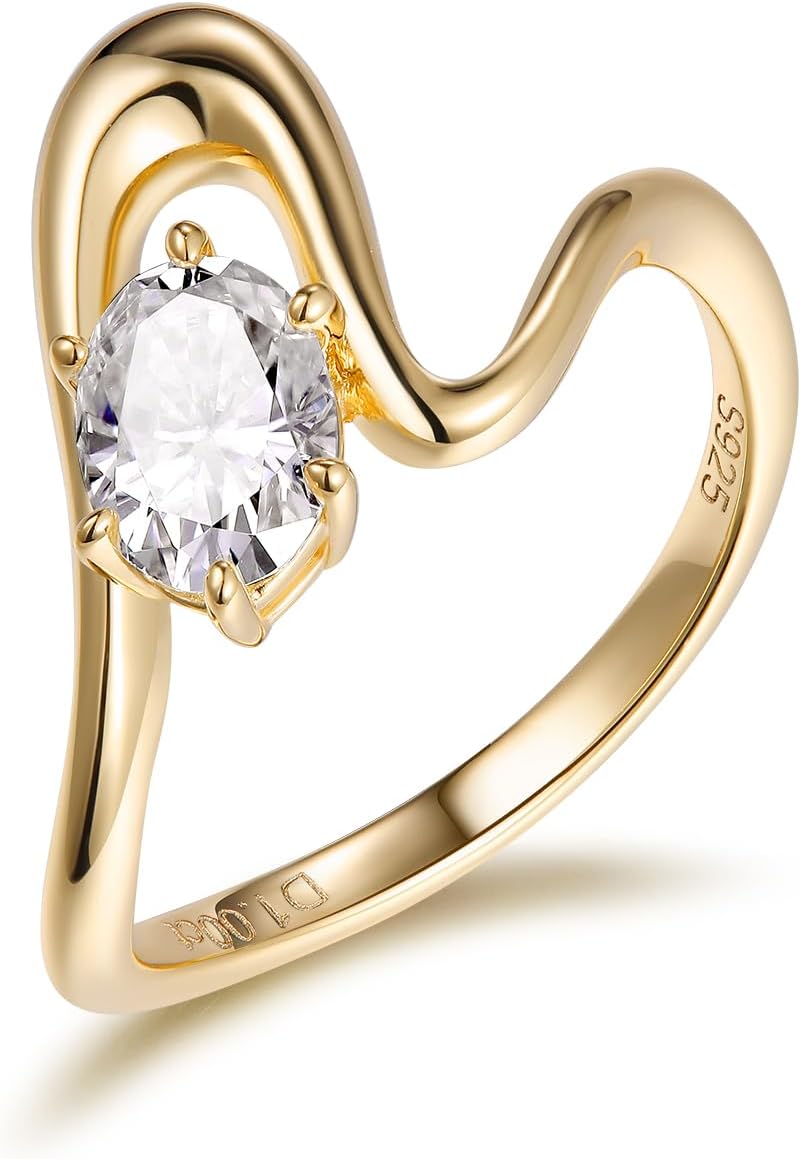 CYW Moissanite Wedding Engagement Promise Ring for Women, Really Authentic Solid 925 Sterling Silver, Birthday Valentines Aniversary Ideal Gift for Her