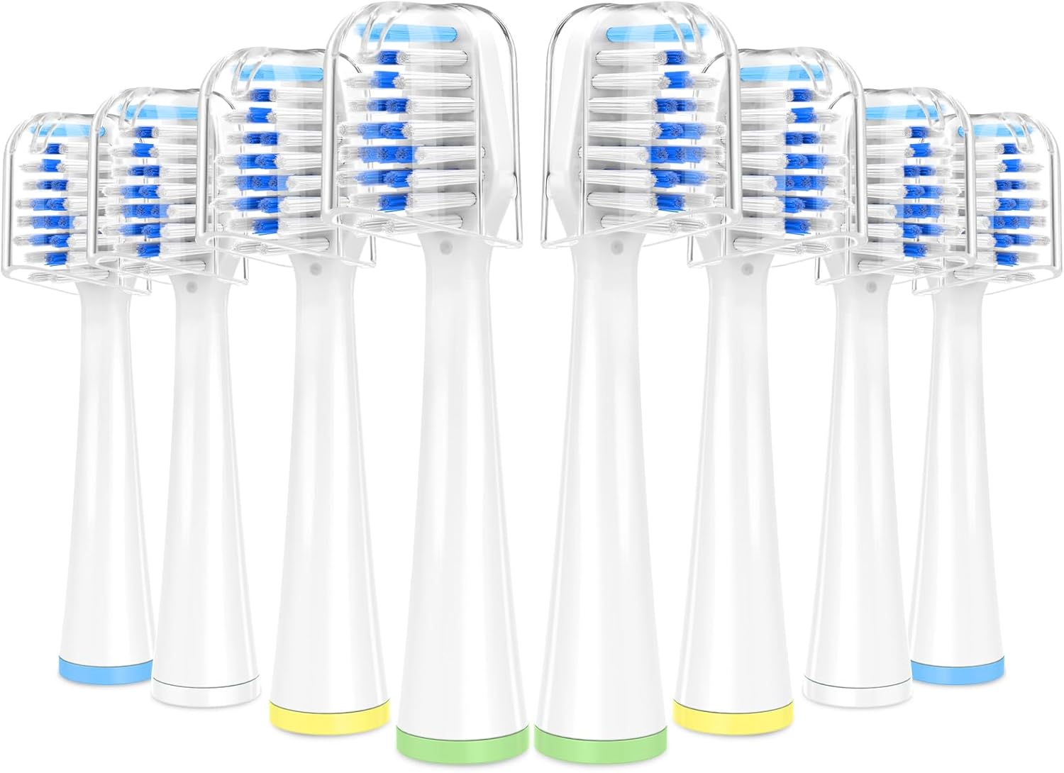 8 Pack Toothbrush Replacement Heads for Waterpik Sensonic Complete Care CC-04CD010-1, and for Waterpik Sensonic Electric Toothbrush STW-03W020/STW-03W027, with Cover for White STWB-3WW-B