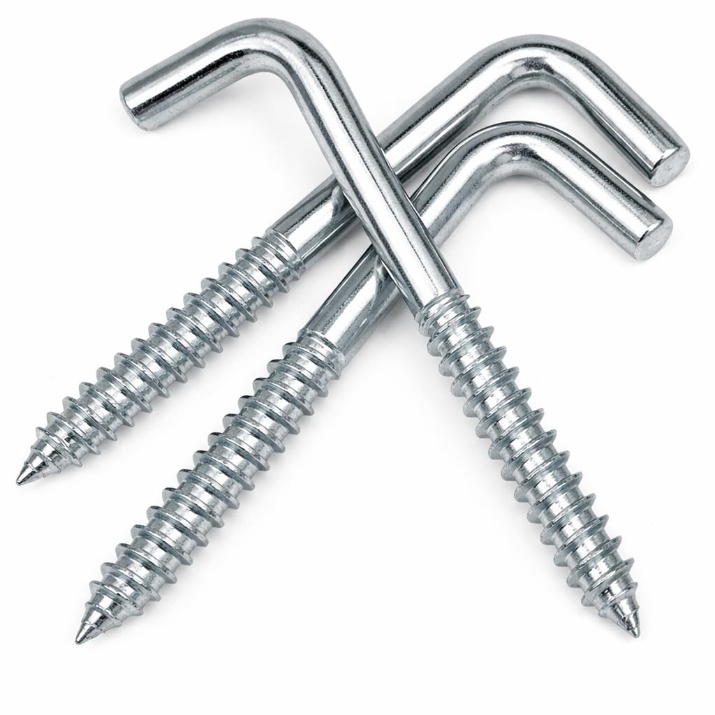 5mm x 50mm Wood Screw Hook L Type Zinc Plated Steel Wall & Ceiling Mount Hanging Hook (Pack of 50) X05E/2