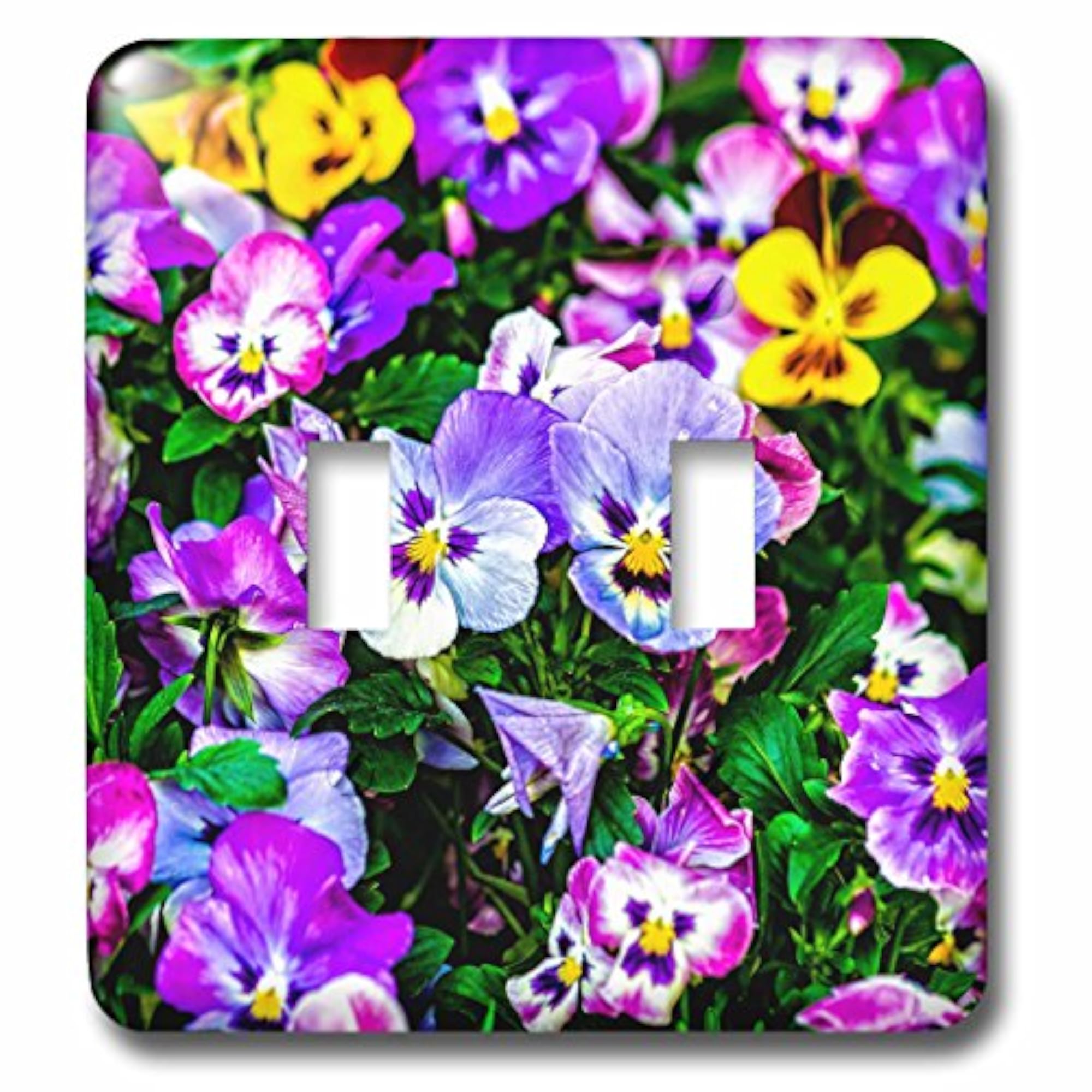 Purple and Blue Pansy Flowers on a Flowerbed Toggle Switch