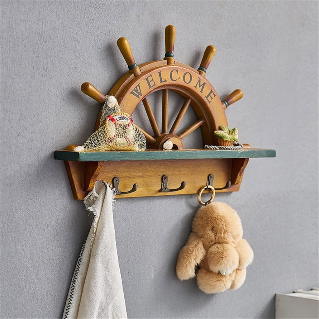 Key Rack Vintage Wall Hanging Key Rack Home Porch Decoration Hook Coat Hook into The Door Wall Storage (Color : A Size : 41.526.56cm)