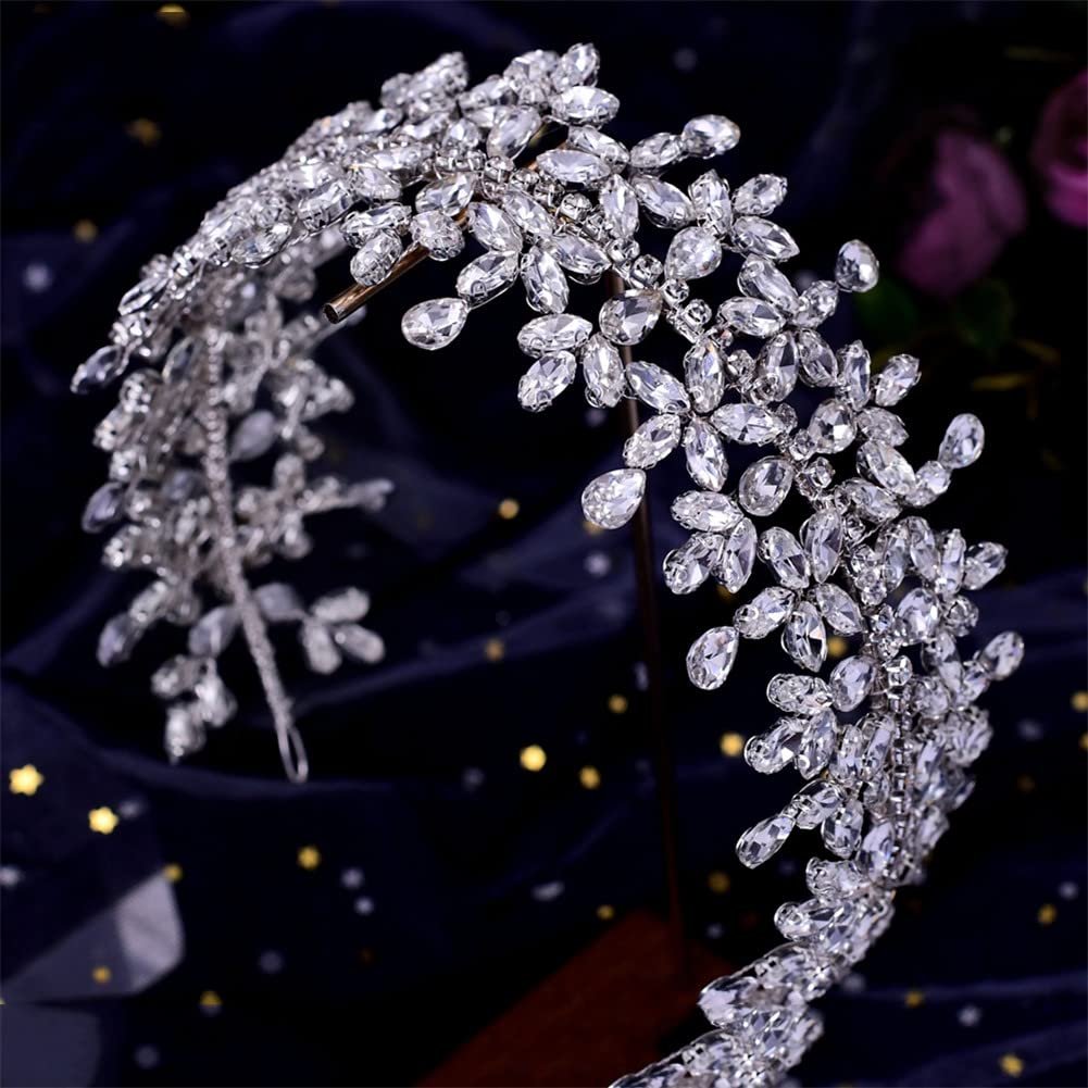 LNNSHX Hochzeit Krone Braut Haarbänder handgemachte Strass Kopfbedeckung Hochzeit Haarteil Frauen Tiara
