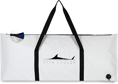 Houseables Fish Bag, Fish Kill Bag, Fishing Cooler, Insulated Carrier for Fishing, Cooling Gear, Big, Waterproof For Kayak, Transport, Weigh In, Catch, Ice, Tuna, Salmon, Bass, Trout, 41x16.5”, 72x30”