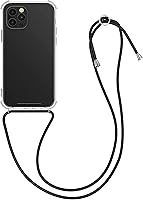 Vista 1 de kwmobile Funda cruzada compatible con Apple iPhone 12 Pro Max, funda transparente de TPU con correa de cable, color negro y transparente