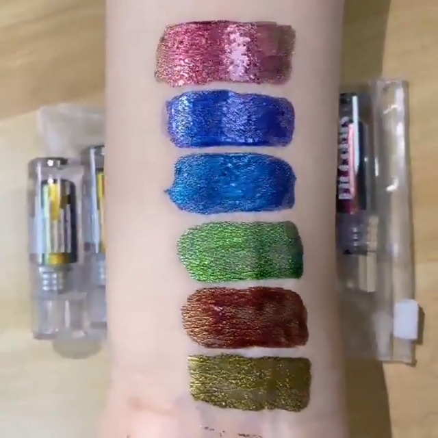 Chic-Chat Multi-Chrom Lippenstift – 6 Stück Set, Wasserdicht | Flüssiger Lippenstift & Lidschatten