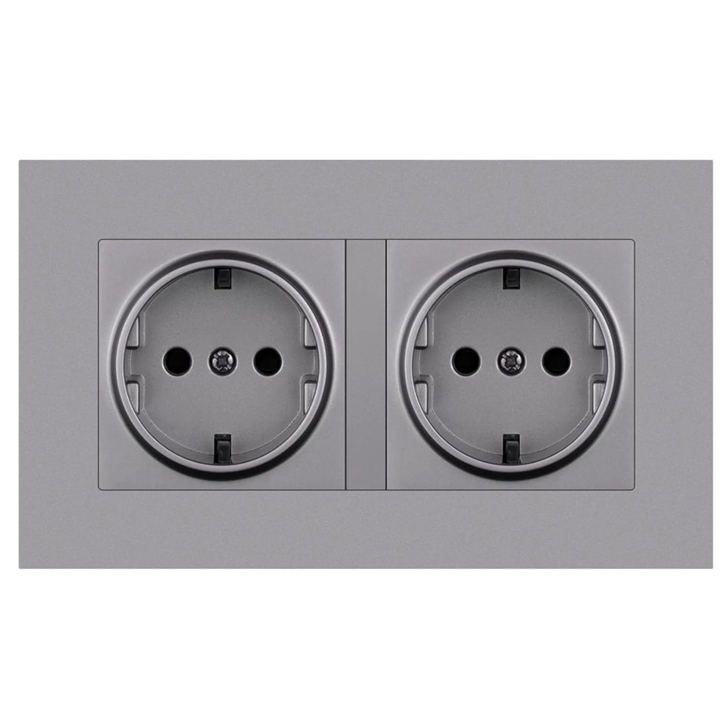EU Wall Power Socket White PC Panel Double Frame Socket 146mm*86mm Home Decoration Fit for Rectangular Installation Box(EU_110-250V_Black A1)