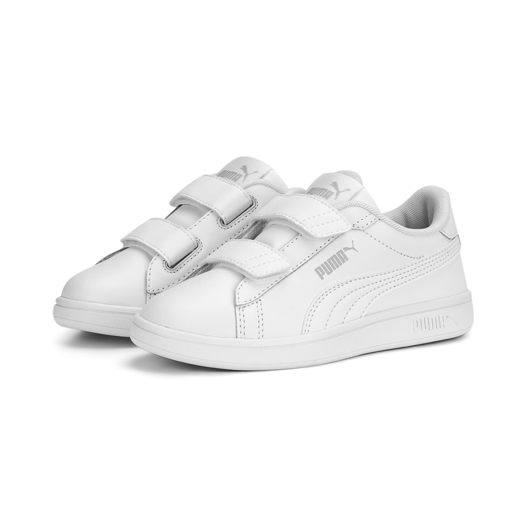 PUMA Unisex Kids Smash 3.0 L V Ps Baskets, Puma White Cool Light Gray, 29 EU