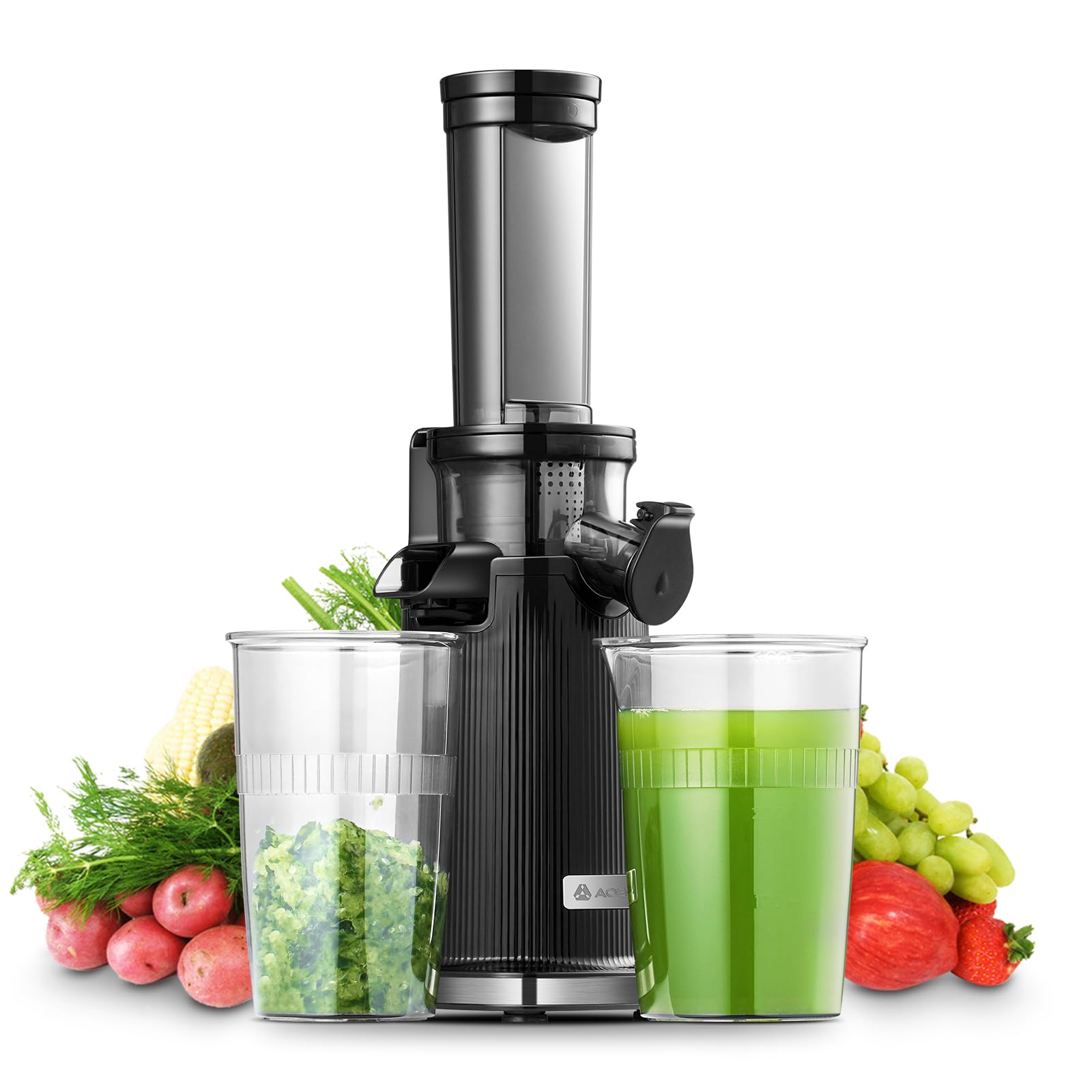 AAOBOSI Spremiagrumi elettrico AOBOSI-Mini estrattore frutta e verdura con funzione di masticazione inversa-centrifuga frutta e verdura con spazzola e 2 tazze-Multifunzione Spremiagrumi.
