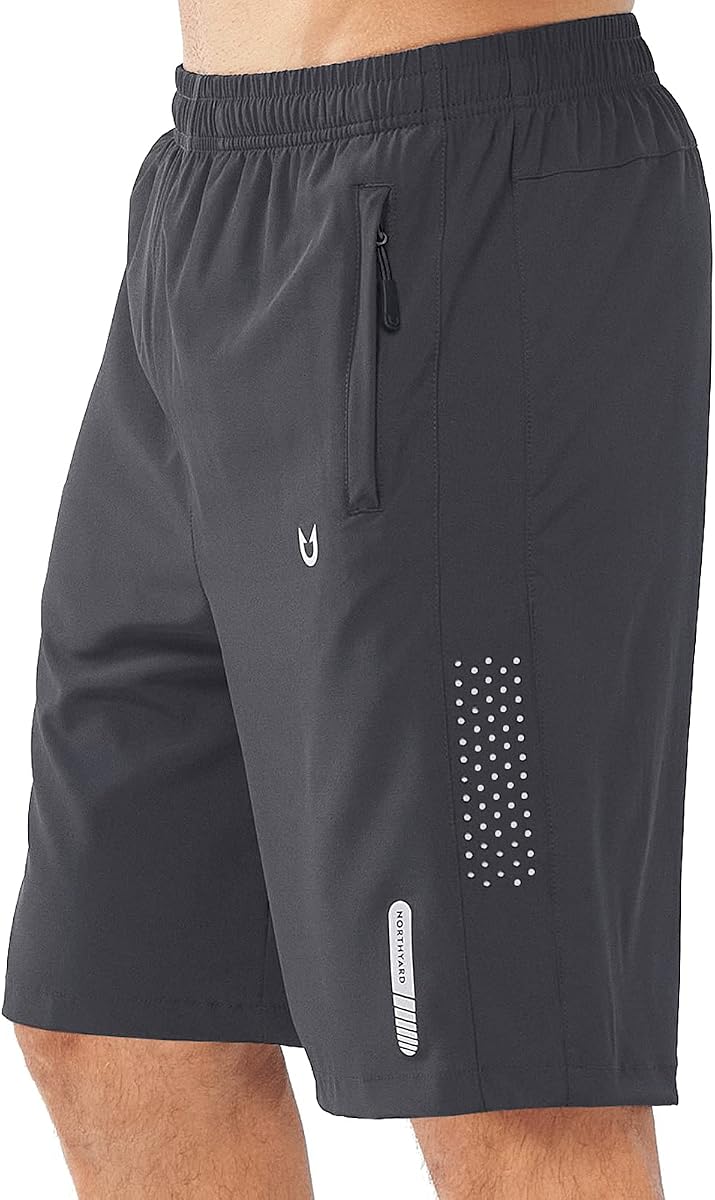 Men's Athletic Running Shorts Gym Workout 7"/9"/5" Zipper Pockets