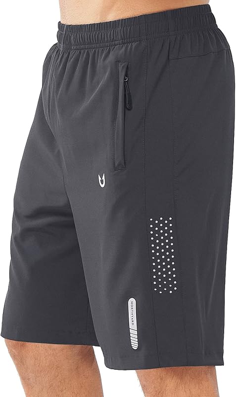 Men's Athletic Running Shorts Gym Workout 7"/9"/5" Zipper Pockets
