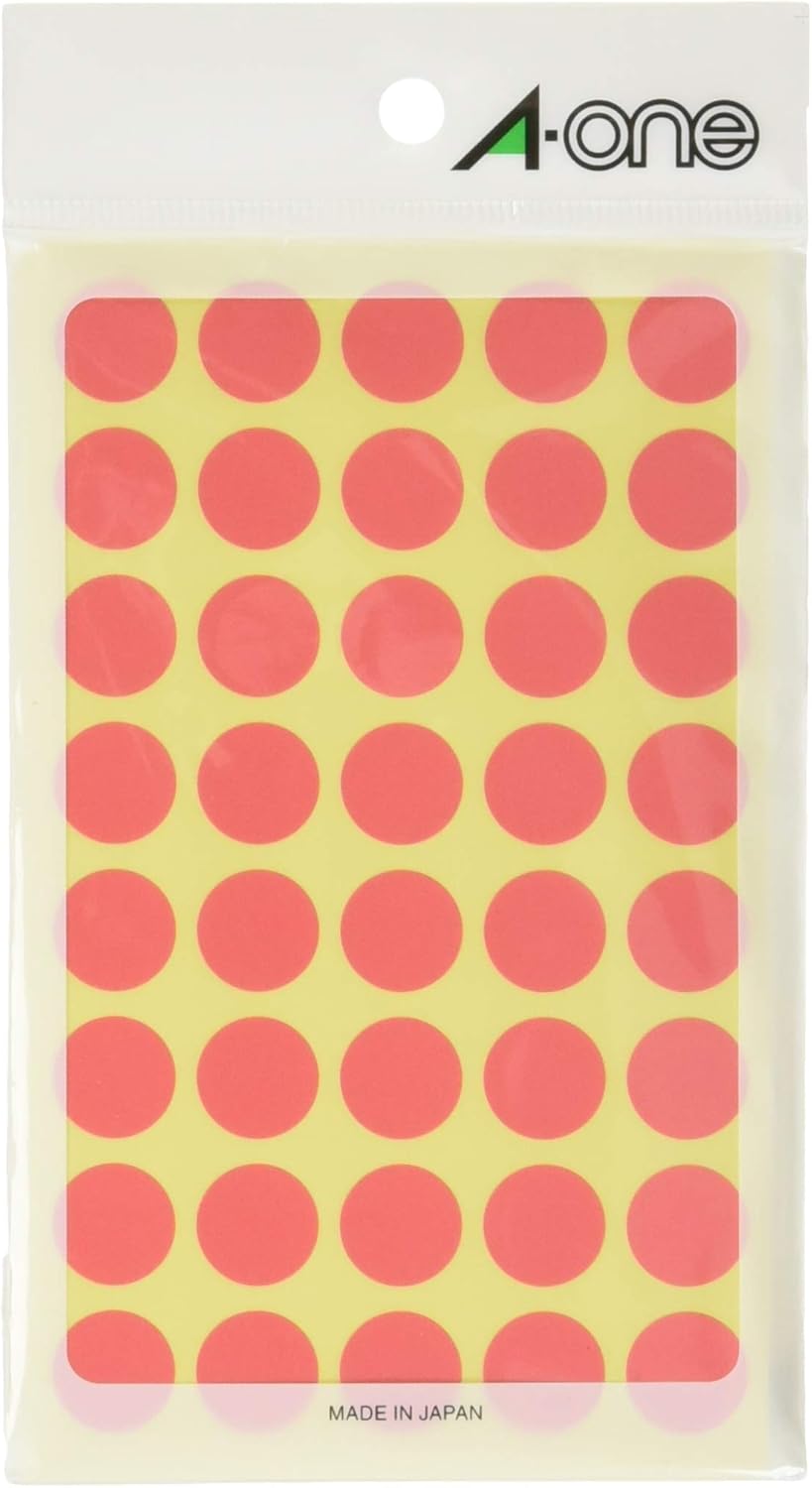 A-One 07028-2P Color Labels, Peach, Round, 0.6 inch (15 mm), 14 Sheets, Set of 2