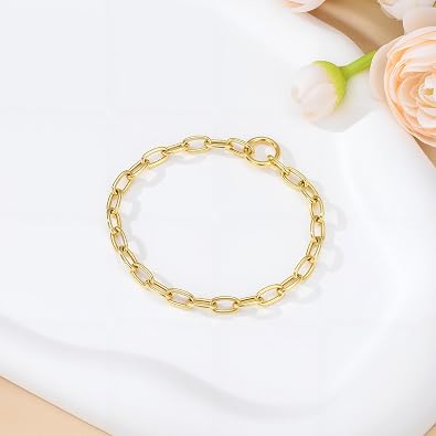 10K 14K 18K Yellow Gold 2.2mm/3.5mm/4mm/4.9mm/5.3mm Cuban Link Curb/Rope/Paper Clip Thick Chain Bracelet, Solid Gold Chain Bracelet Anklet Jewelry for Women Wife, 5-9 Inch