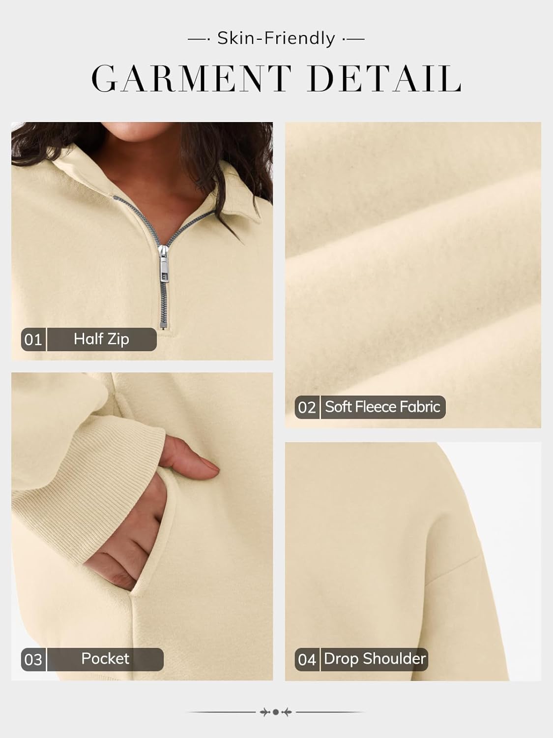 ATHMILE Womens Oversized Sweatshirts Fall Fashion Hoodies Half Zip Fleece Pullover Long Sleeve Y2K Clothes with Side Pockets - Image 4