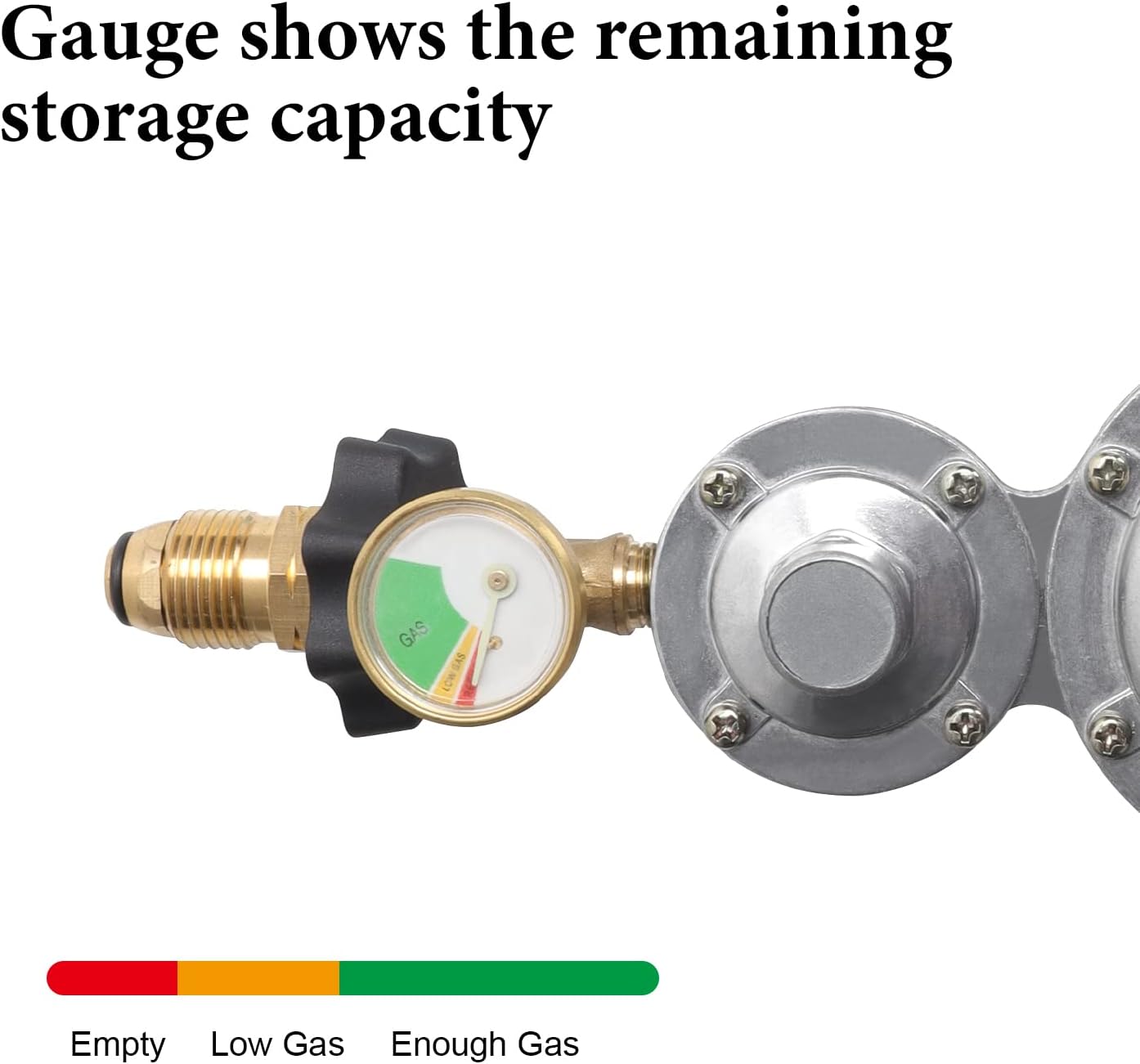 Two-Stage Propane Regulator Horizontal with Gauge and POL 2 Stage Regulator 3/8 Female NPT Connection for 20-100lb Tank, Grill, Heater