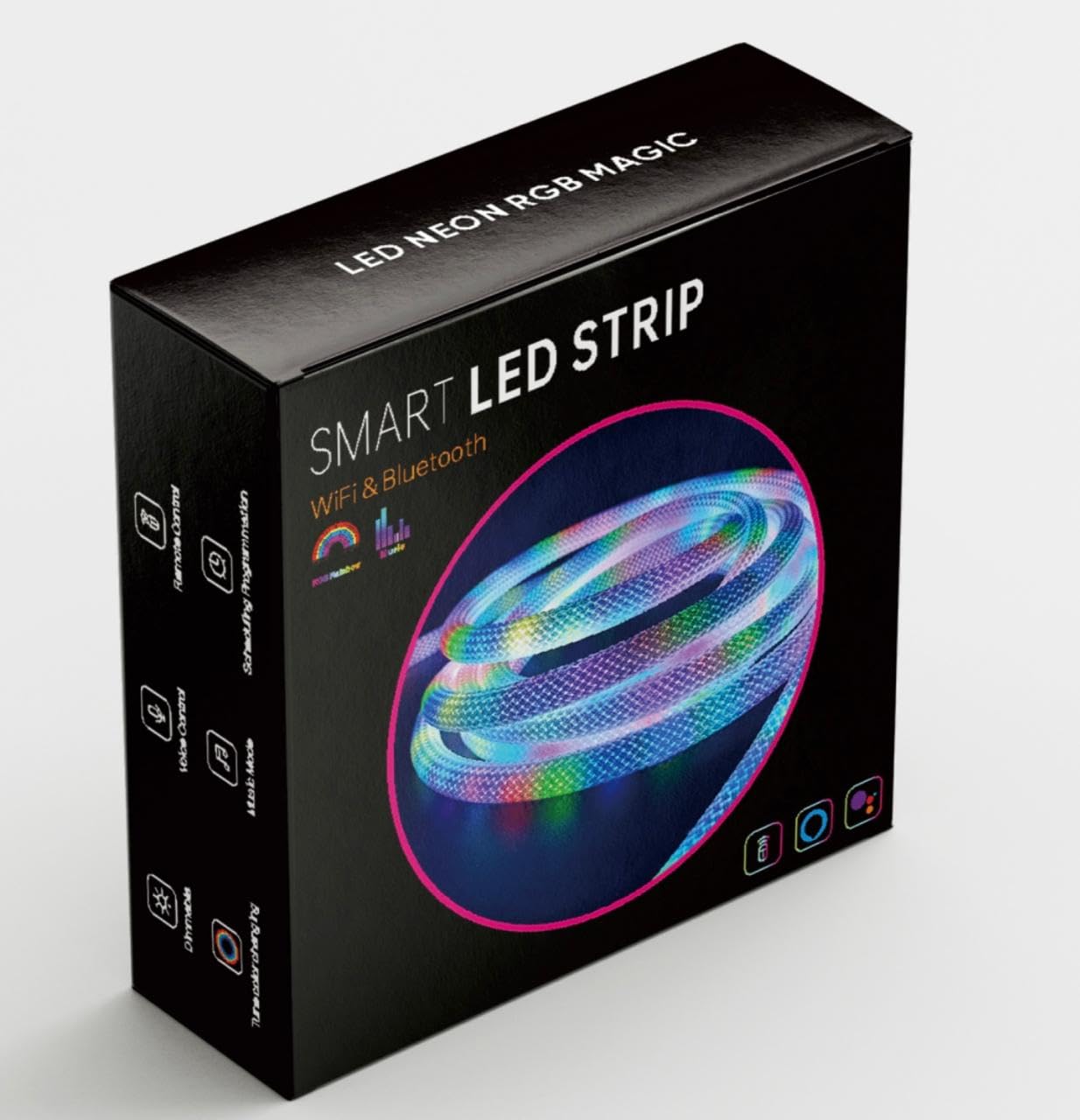 Smart LED Neonlichtstreifen, 5M, WLAN & Bluetooth, RGB, App-Steuerung, 15mm,360° Rundum-Beleuchtung, USB 5V