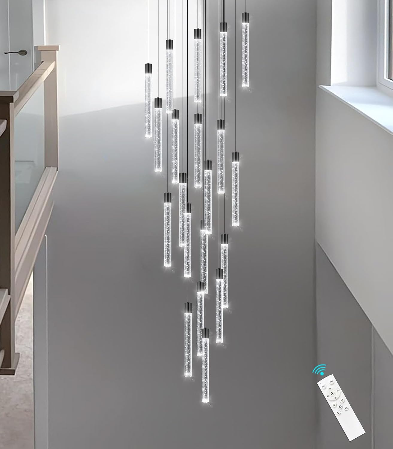 Long Large Modern Led Crystal Chandeliers Modern Spiral Chandeliers High Ceilings Chandelier for Staircase Foyer