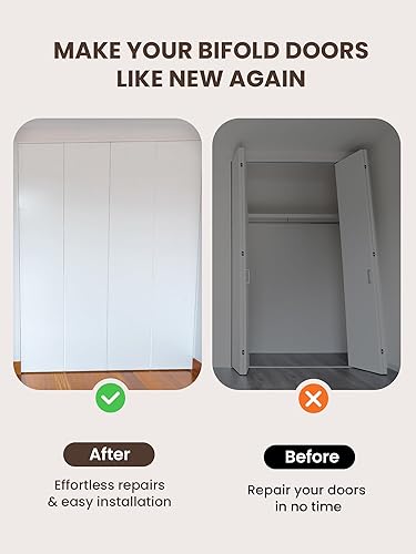 Miniatura 7 de Kit de reparación de herrajes para puerta plegable. Paquete de 2 herrajes para puertas correderas de armario plegables para pistas de 78 a 1