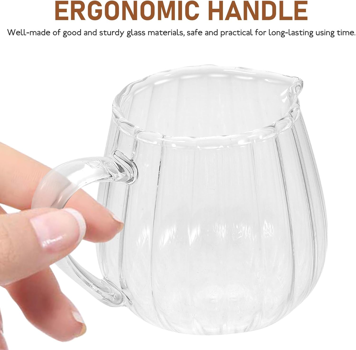 Hemoton Heat-Resistant Glass Milk Pot 5 Oz Small Creamer Pitcher with No-Drip Spout for Coffee Sauce and Table Serving