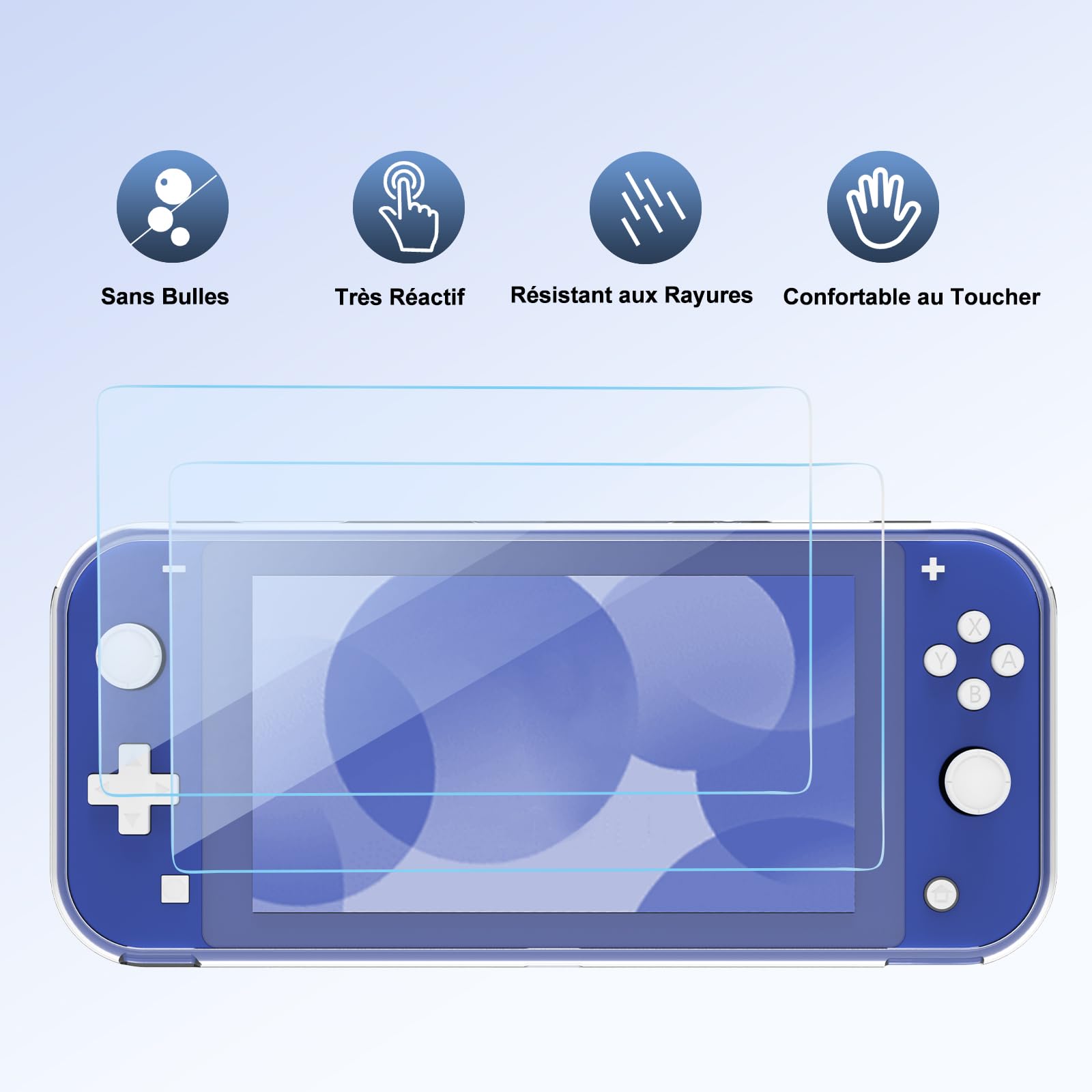 Younik Étui Switch Lite, Pochette Switch Lite 14 en 1 avec Étui de Transport, Coque Switch Lite transparent, Étui pour Cartes de Jeu, 2 Protecteurs d'écran, Bleu Étui de Transport pour Switch Lite
