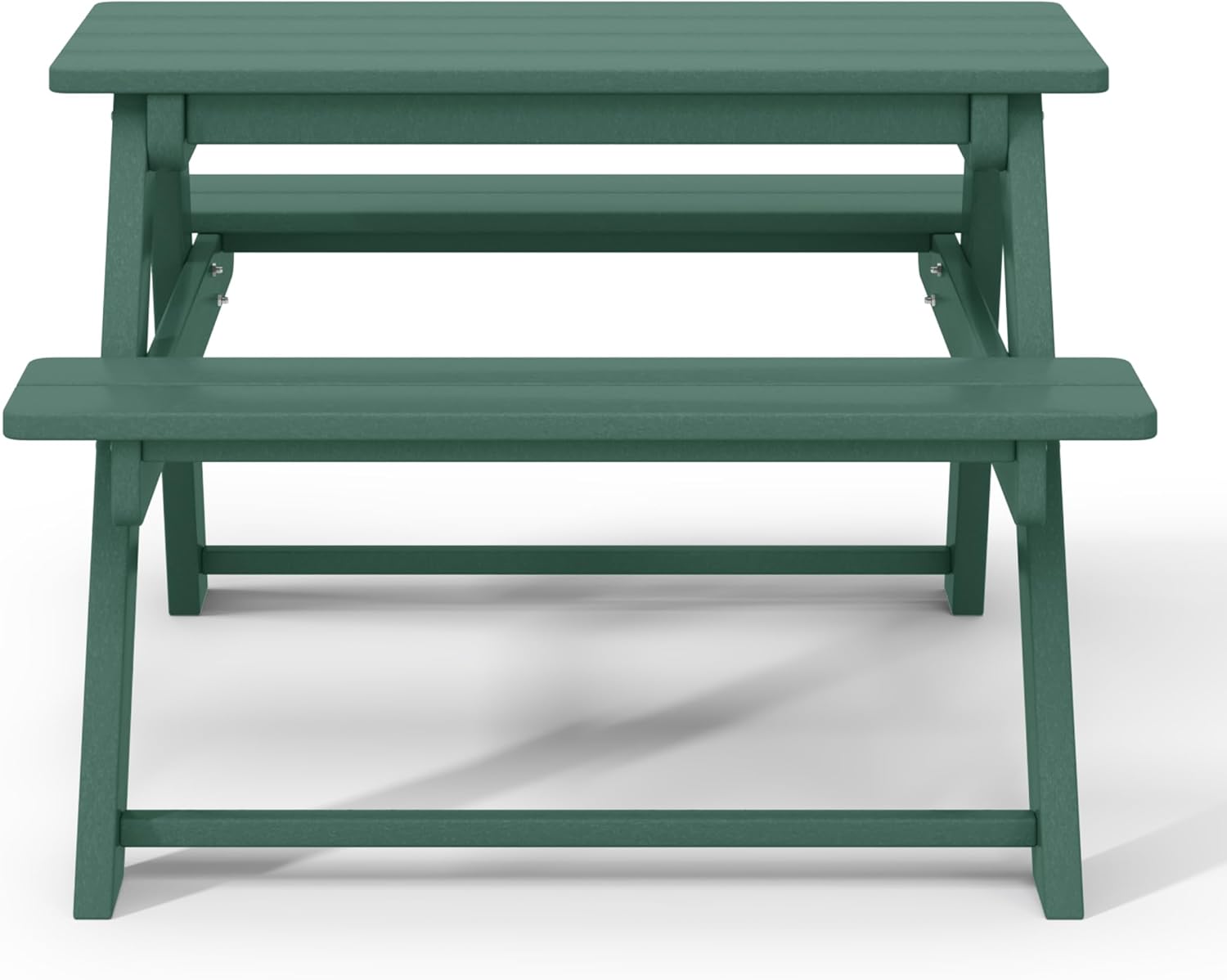WestinTrends Malibu Outdoor Patio and Indoor Kids HDPE Plastic Picnic Bench Table, Dark Green