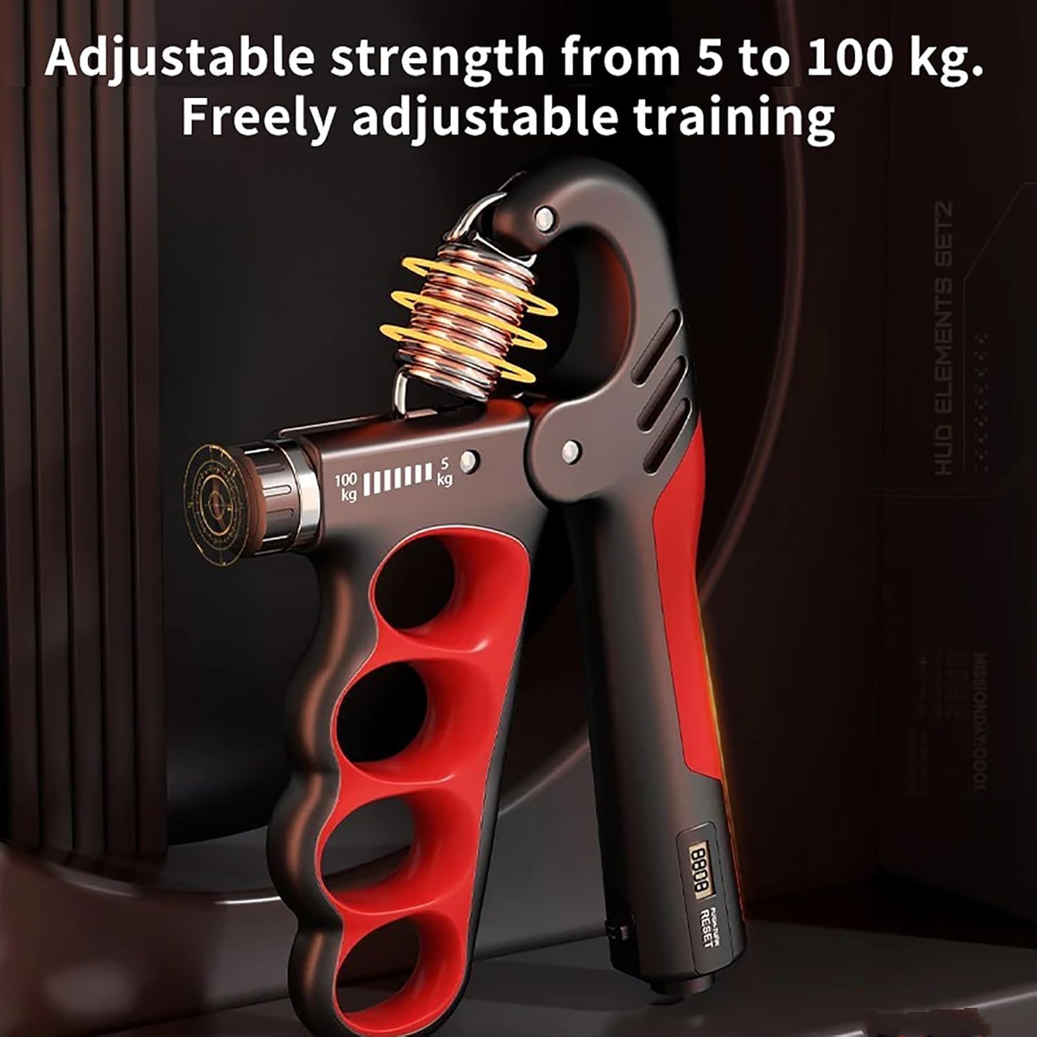 Allenatore di forza della presa regolabile (5-100 kg) – Design ergonomico per avambraccio/dito rafforzamento atleti/musicisti/riabilitazione