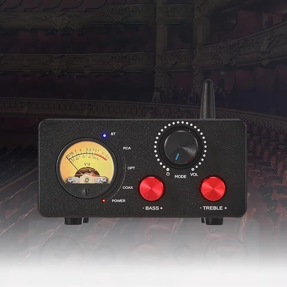 Toplionace Amplificador Estéreo Bluetooth 5.1 D175 TPA3251 con Entrada óptica/Coaxial y Pantalla de Medidor VU