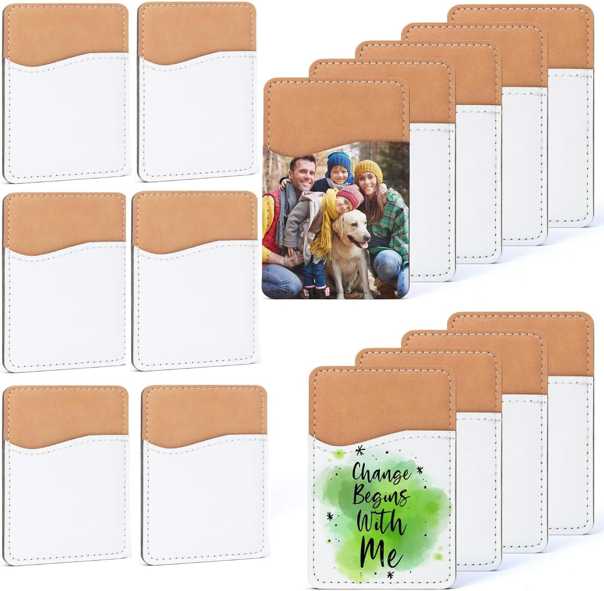 50 Pieces Sublimation Blanks Phone Wallet - PU Leather Card Holder for Back of Phone Stick on iPhone Android HTV Friendly DIY Blanks for Heat Transfer Print