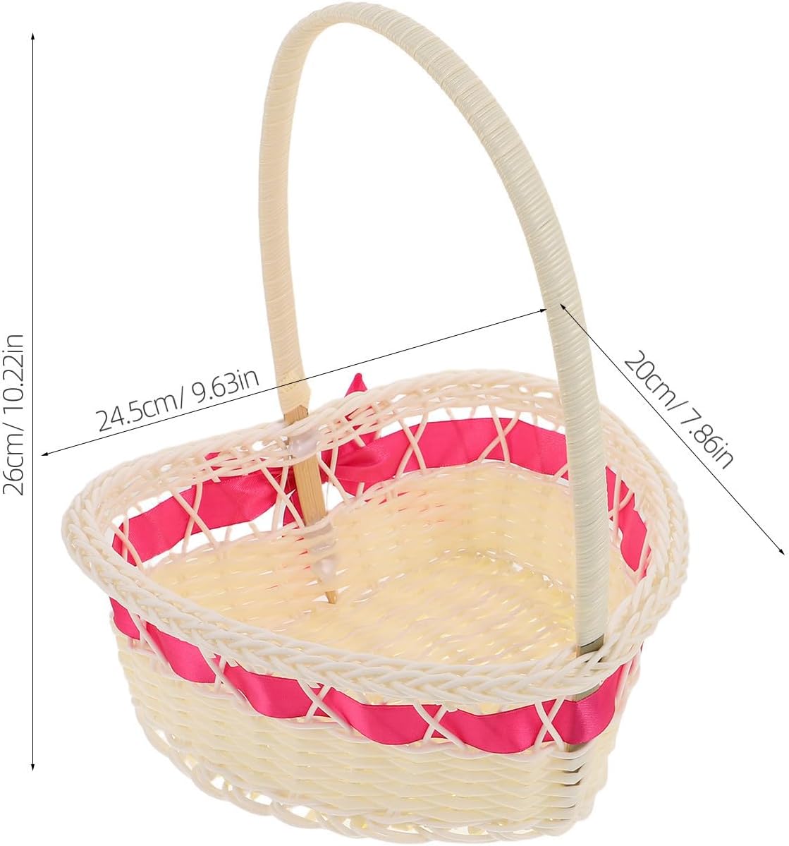 Rattan Shaped 26x24.5x20 Basket with Storage Cm Bow Heart image 2
