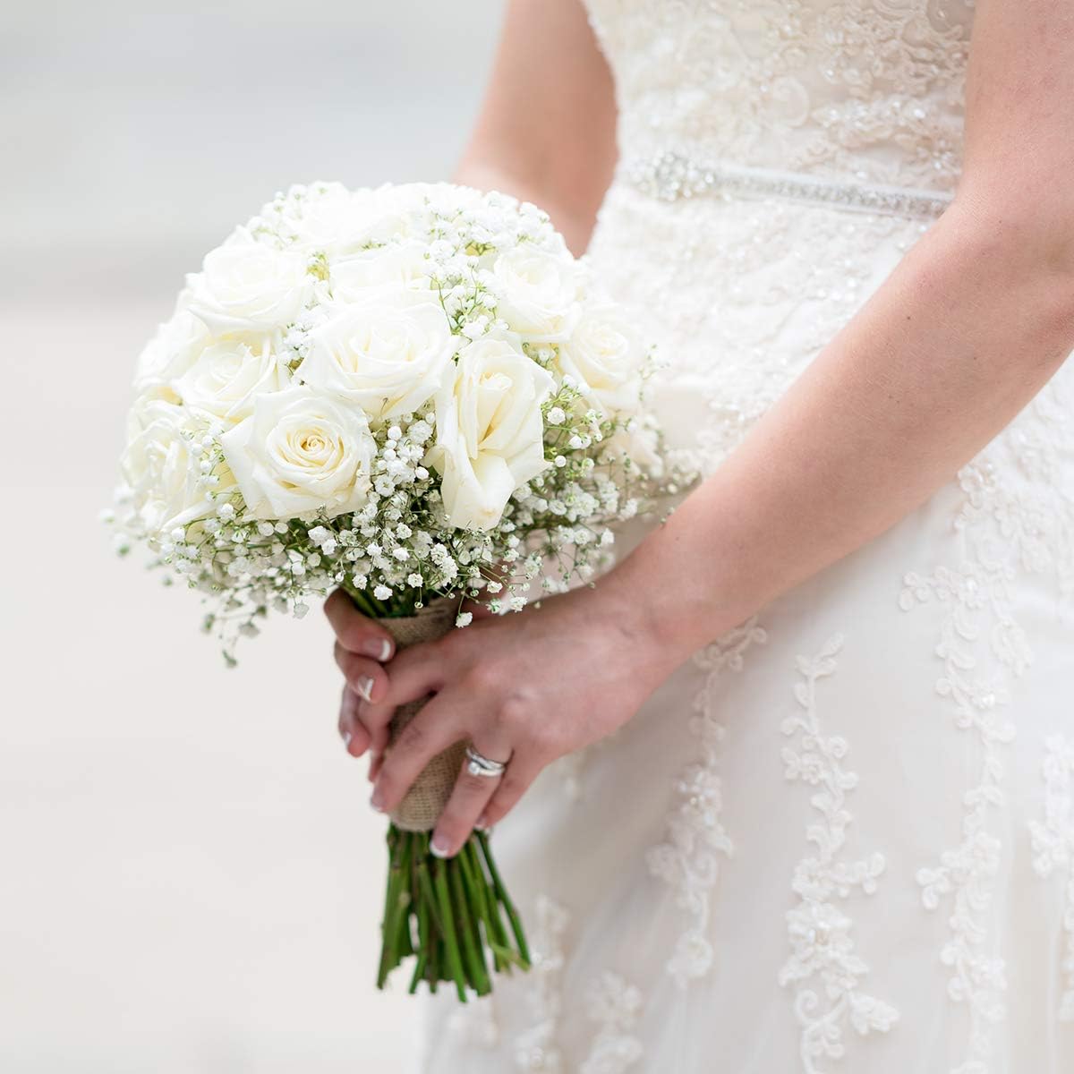 Best Quality 🔥 BOMAROLAN Artificial Baby Breath Flowers Fake Gypsophila Bouquets 12 Pcs Fake Real Touch Flowers for Wedding Decor DIY Home Party(White)