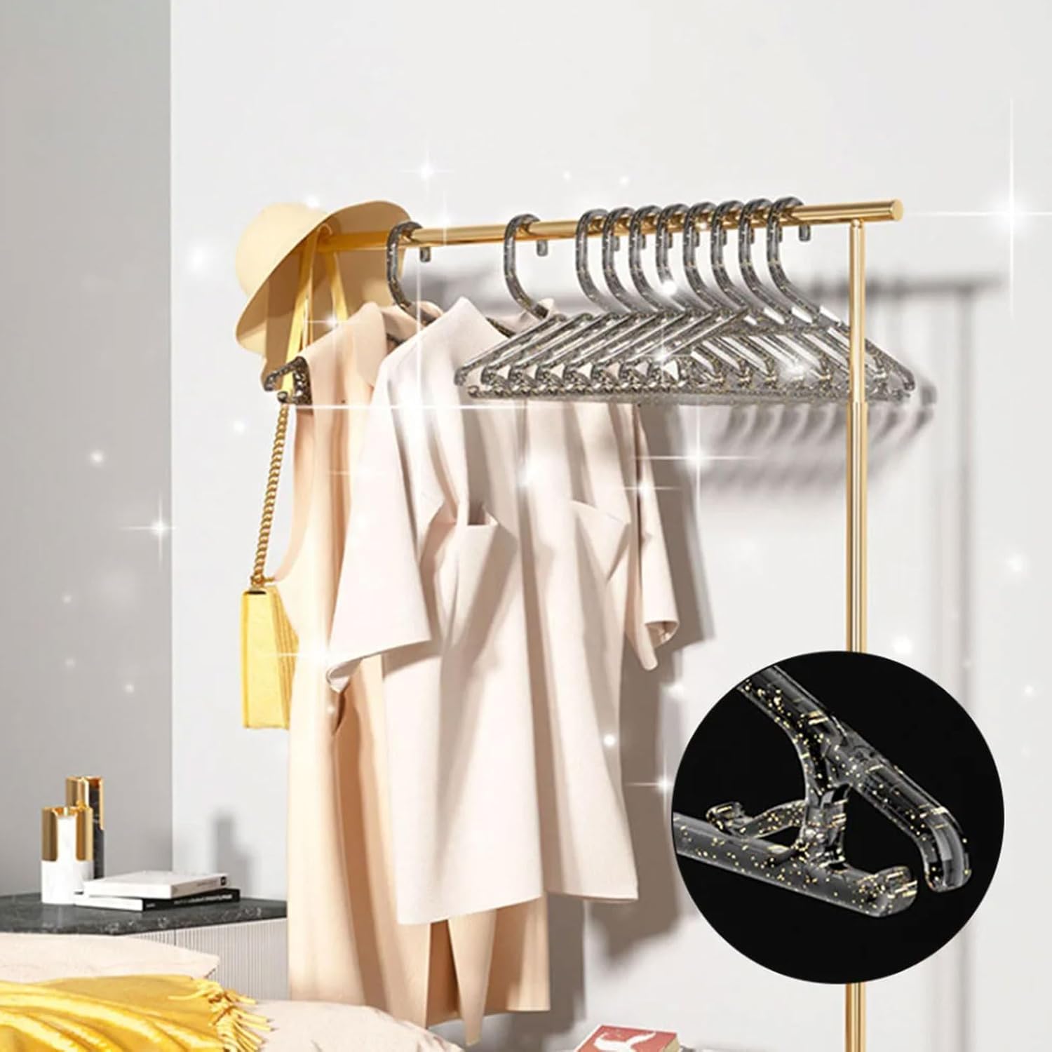 Kids Coat for Closet 10pcs Clear Acrylic Clothes Racks Non Slip Glitter Suit Hanger for Suit Coat Sweater Jacket Blouse Dress Home Dorm Closet Hangers Dorm