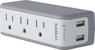 Belkin, BLKBST300BG, 3-Outlet Mini Surge Protector with USB Ports (2.1 AMP), 1 Each