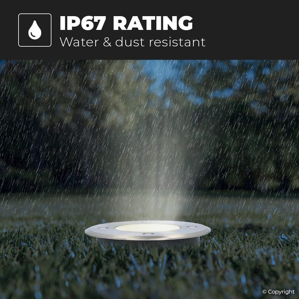 HOFTRONIC - 6er Maisy Terrassen Einbaustrahler GU10 Edelstahl Rund 4 Watt 345 Lumen Boden Licht 4000K Neutralweiß LED Einbauleuchte IP67 Wasserdicht - Dimmbarer Bodeneinbauleuchte außen